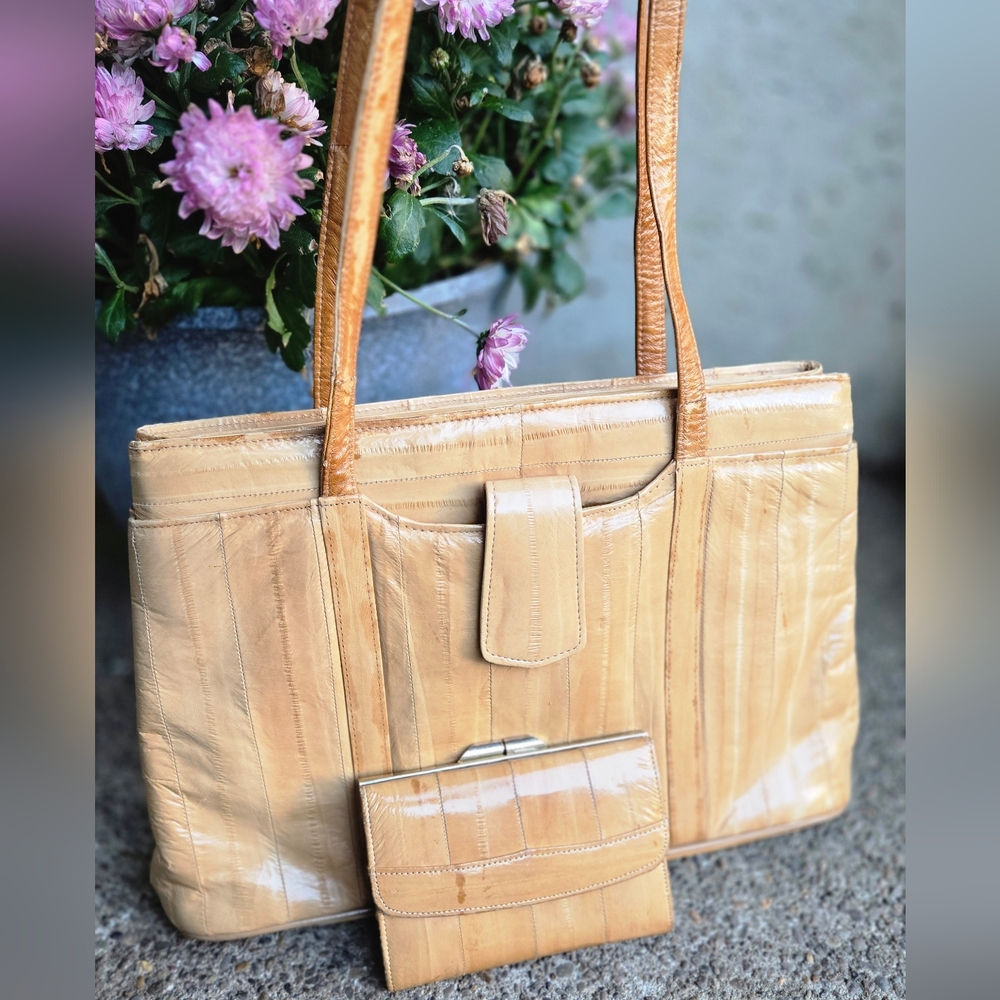 Vintage Eel Skin Purse + Wallet